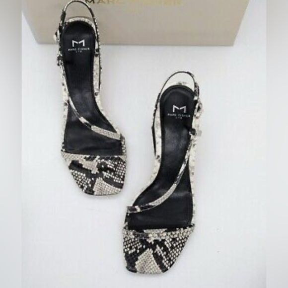 MARC FISHER - GOVE 2 LEATHER SANDAL Leather Snake Print Dress Sandals Size 8.5 - Picture 2 of 13